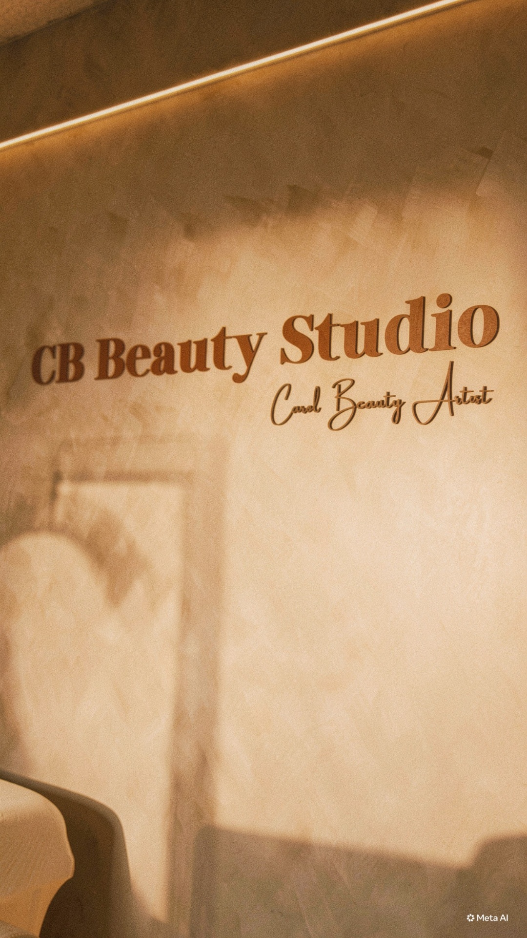 CB Beauty Studio signature wall — Carol Beauty Artist